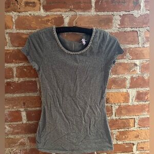 Express rhinestone Top zipper back